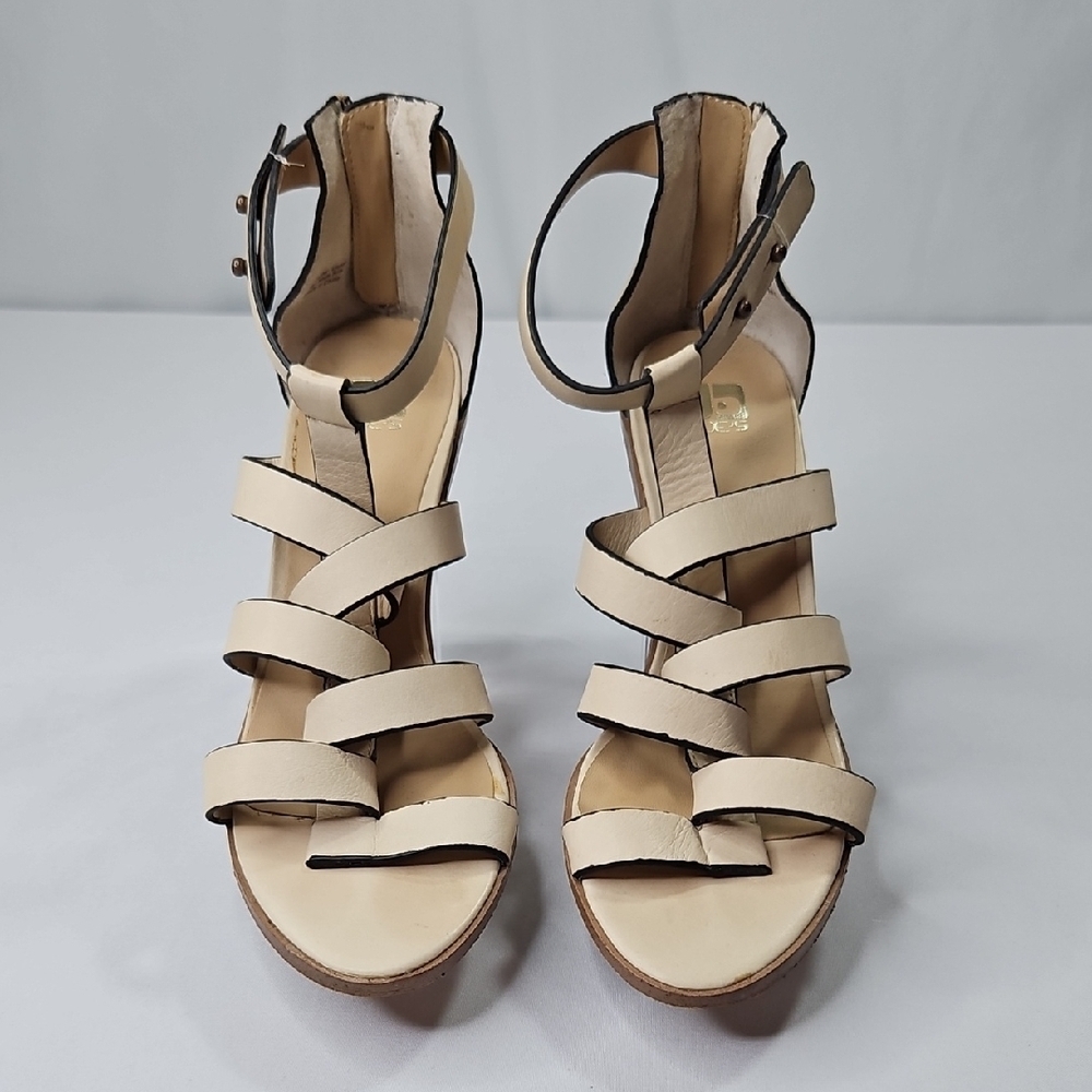 Joe's Jeans Raven Open Toe Beige Gladiator Leather Strappy Sandals Sz 5.5